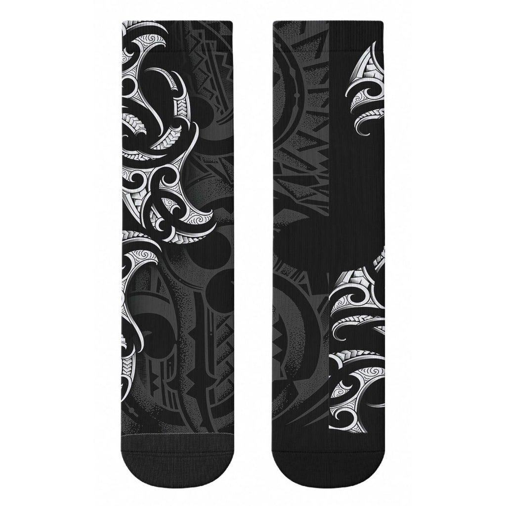White Ribbon Day New Zealand Crew Socks Aotearoa Maori Pattern