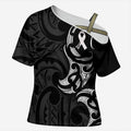 White Ribbon Day New Zealand Cross Shoulder Shirt Aotearoa Maori Pattern