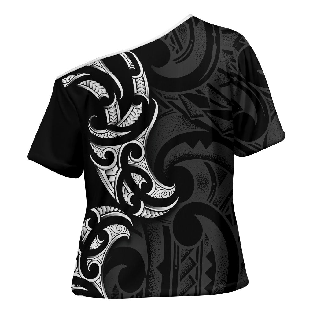 White Ribbon Day New Zealand Cross Shoulder Shirt Aotearoa Maori Pattern