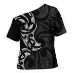 White Ribbon Day New Zealand Cross Shoulder Shirt Aotearoa Maori Pattern
