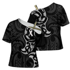 White Ribbon Day New Zealand Cross Shoulder Shirt Aotearoa Maori Pattern