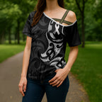 White Ribbon Day New Zealand Cross Shoulder Shirt Aotearoa Maori Pattern