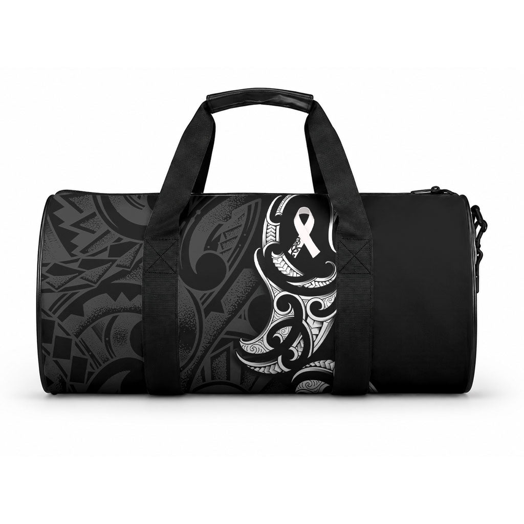 White Ribbon Day New Zealand Duffle Bag Aotearoa Maori Pattern