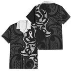 White Ribbon Day New Zealand Family Matching Summer Maxi Dress and Hawaiian Shirt Aotearoa Maori Pattern