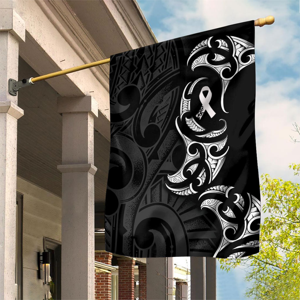 White Ribbon Day New Zealand Garden Flag Aotearoa Maori Pattern