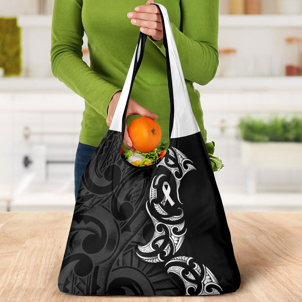 White Ribbon Day New Zealand Grocery Bag Aotearoa Maori Pattern