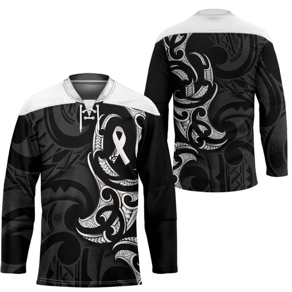 White Ribbon Day New Zealand Hockey Jersey Aotearoa Maori Pattern