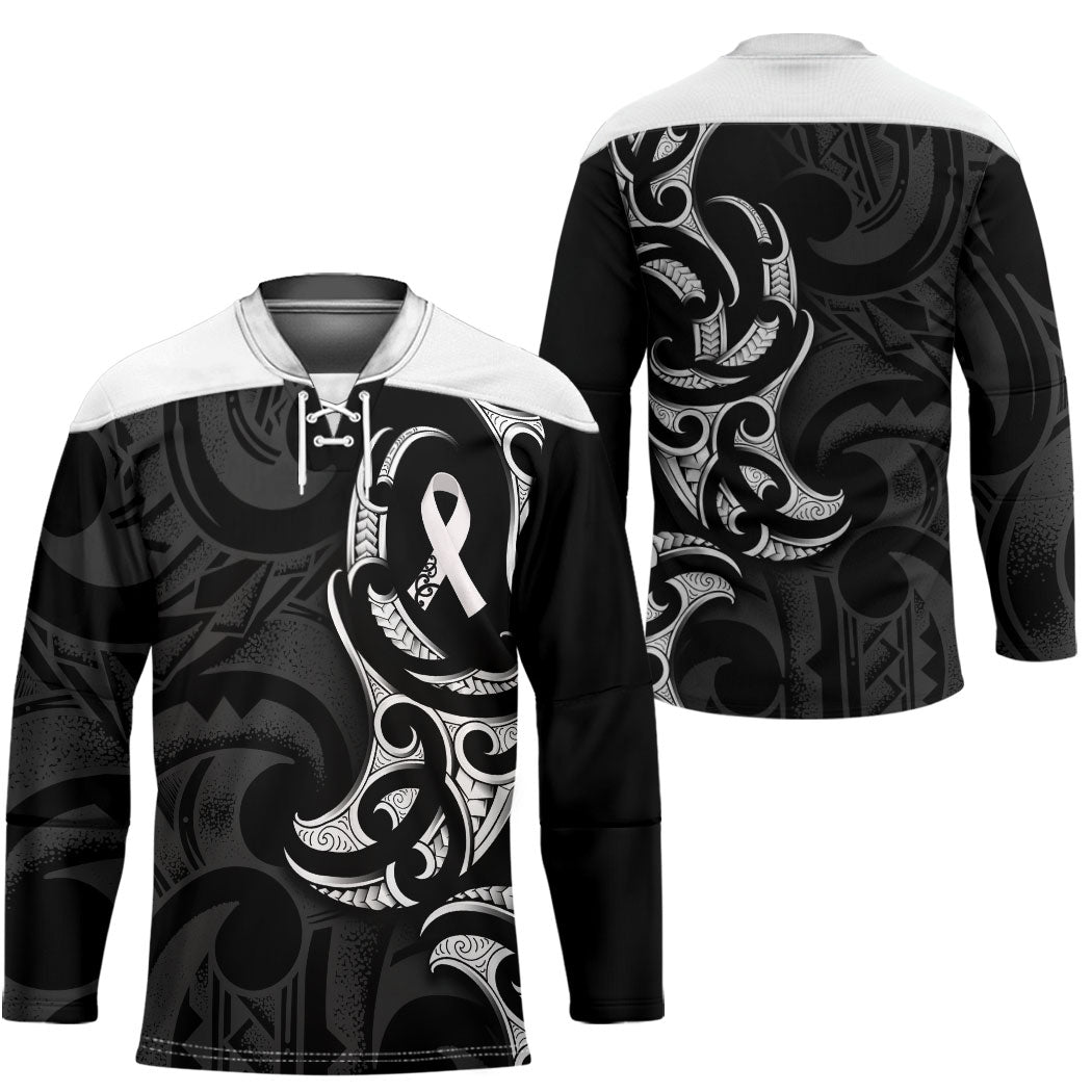 White Ribbon Day New Zealand Hockey Jersey Aotearoa Maori Pattern