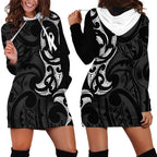 White Ribbon Day New Zealand Hoodie Dress Aotearoa Maori Pattern