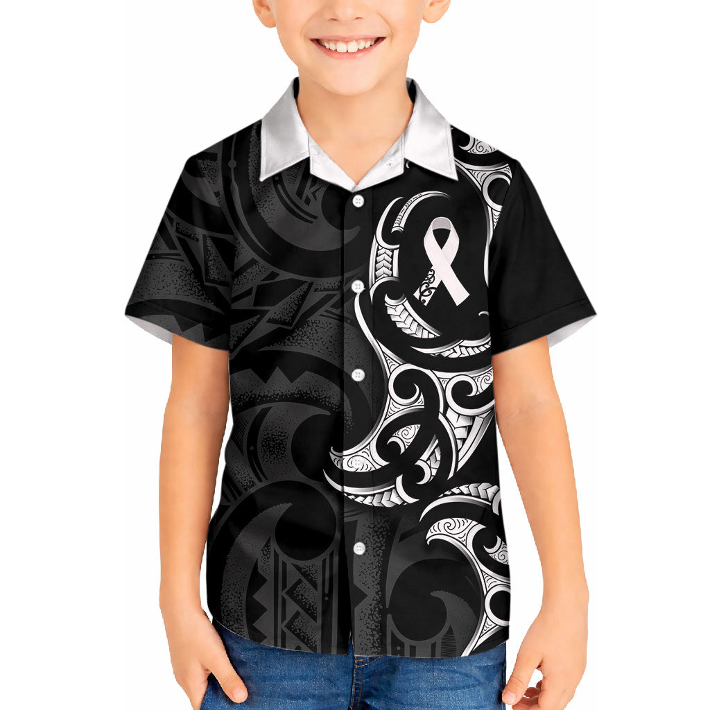 White Ribbon Day New Zealand Kid Hawaiian Shirt Aotearoa Maori Pattern