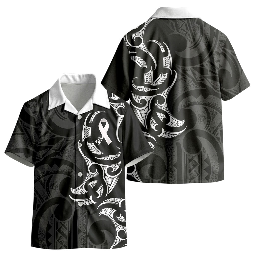 White Ribbon Day New Zealand Kid Hawaiian Shirt Aotearoa Maori Pattern