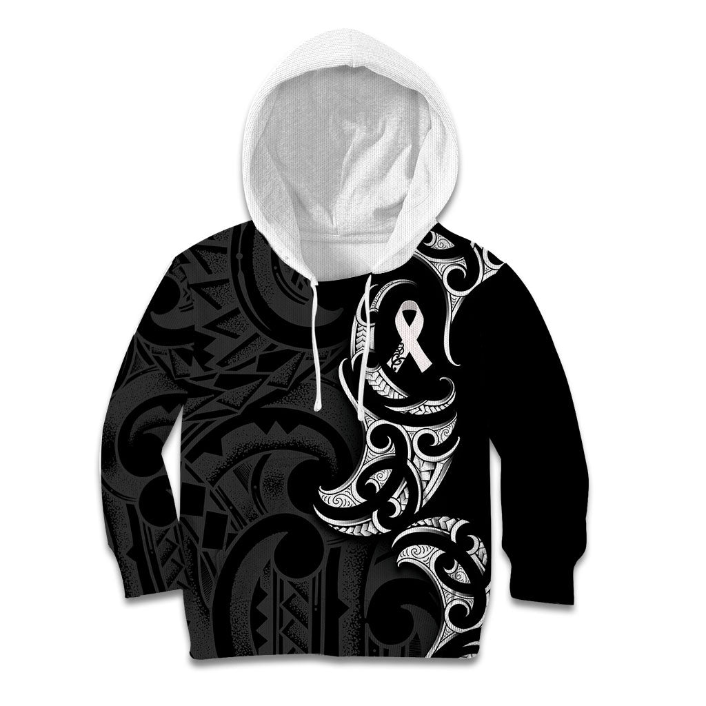 White Ribbon Day New Zealand Kid Hoodie Aotearoa Maori Pattern