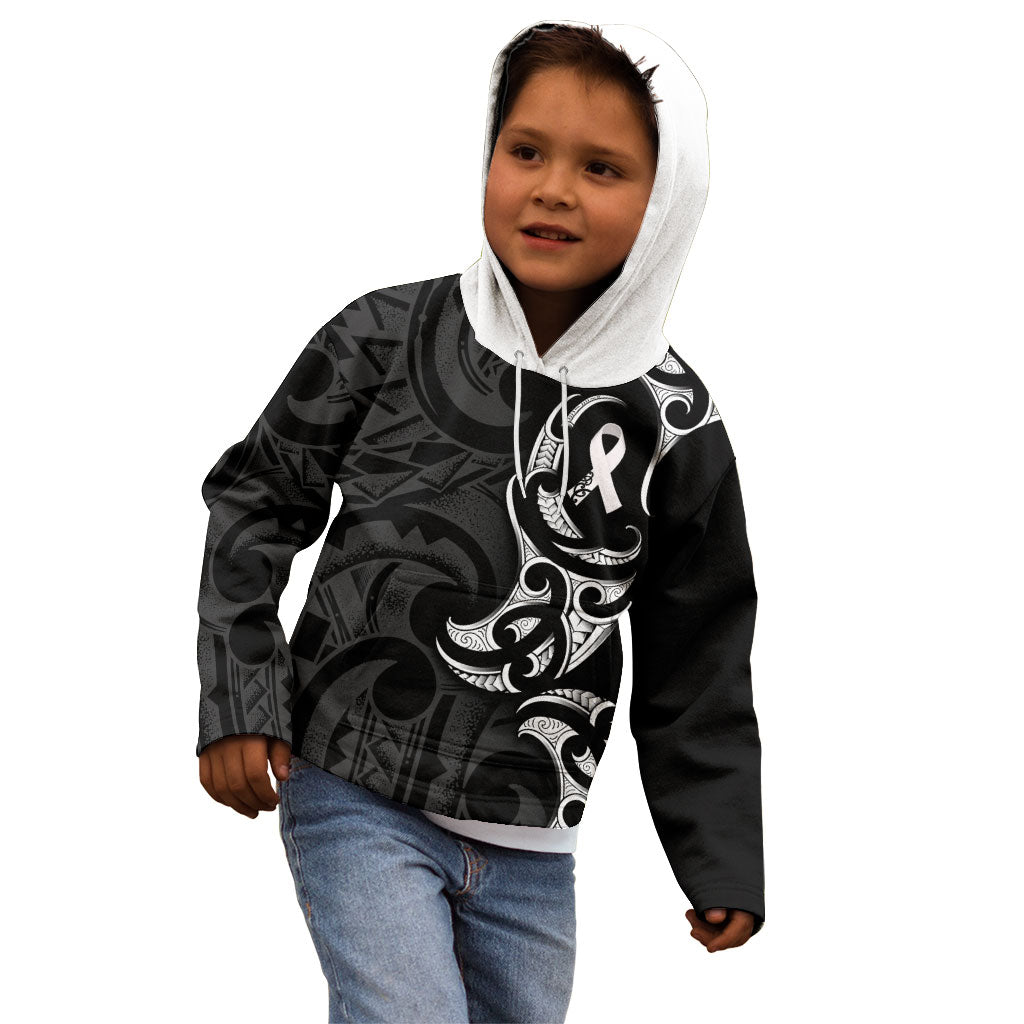 White Ribbon Day New Zealand Kid Hoodie Aotearoa Maori Pattern