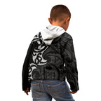 White Ribbon Day New Zealand Kid Hoodie Aotearoa Maori Pattern