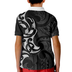 White Ribbon Day New Zealand Kid Polo Shirt Aotearoa Maori Pattern