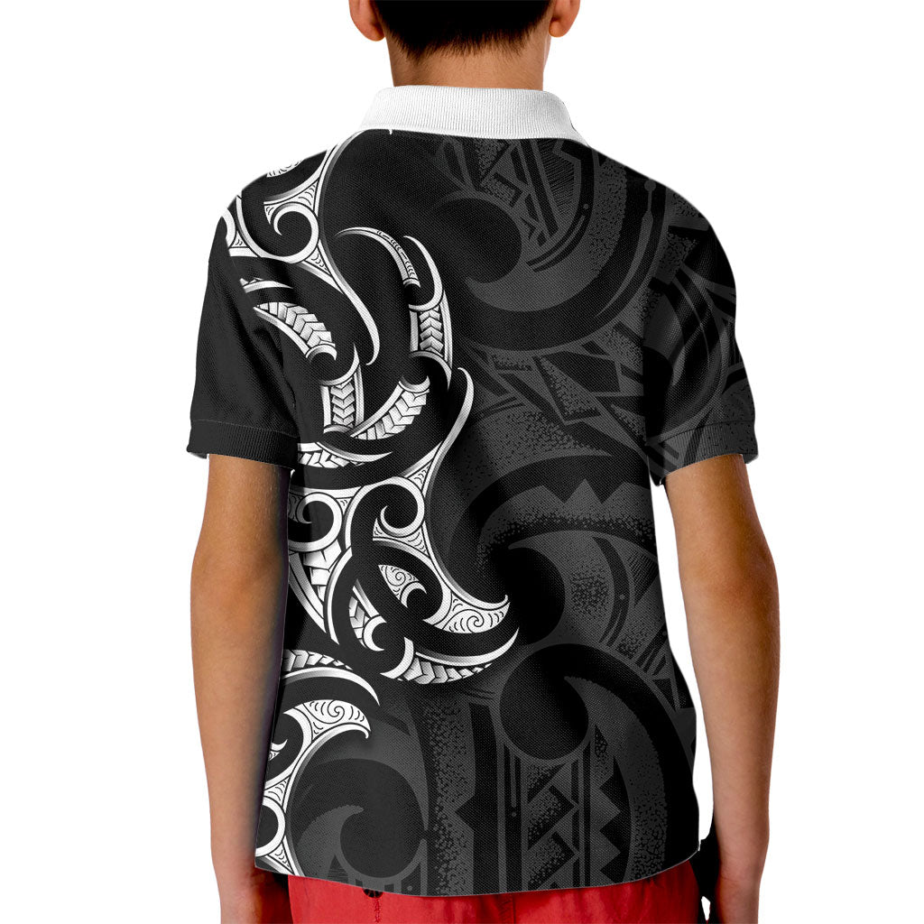 White Ribbon Day New Zealand Kid Polo Shirt Aotearoa Maori Pattern