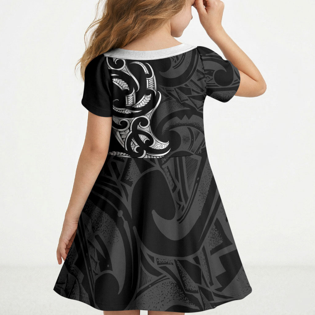 White Ribbon Day New Zealand Kid Short Sleeve Dress Aotearoa Maori Pattern