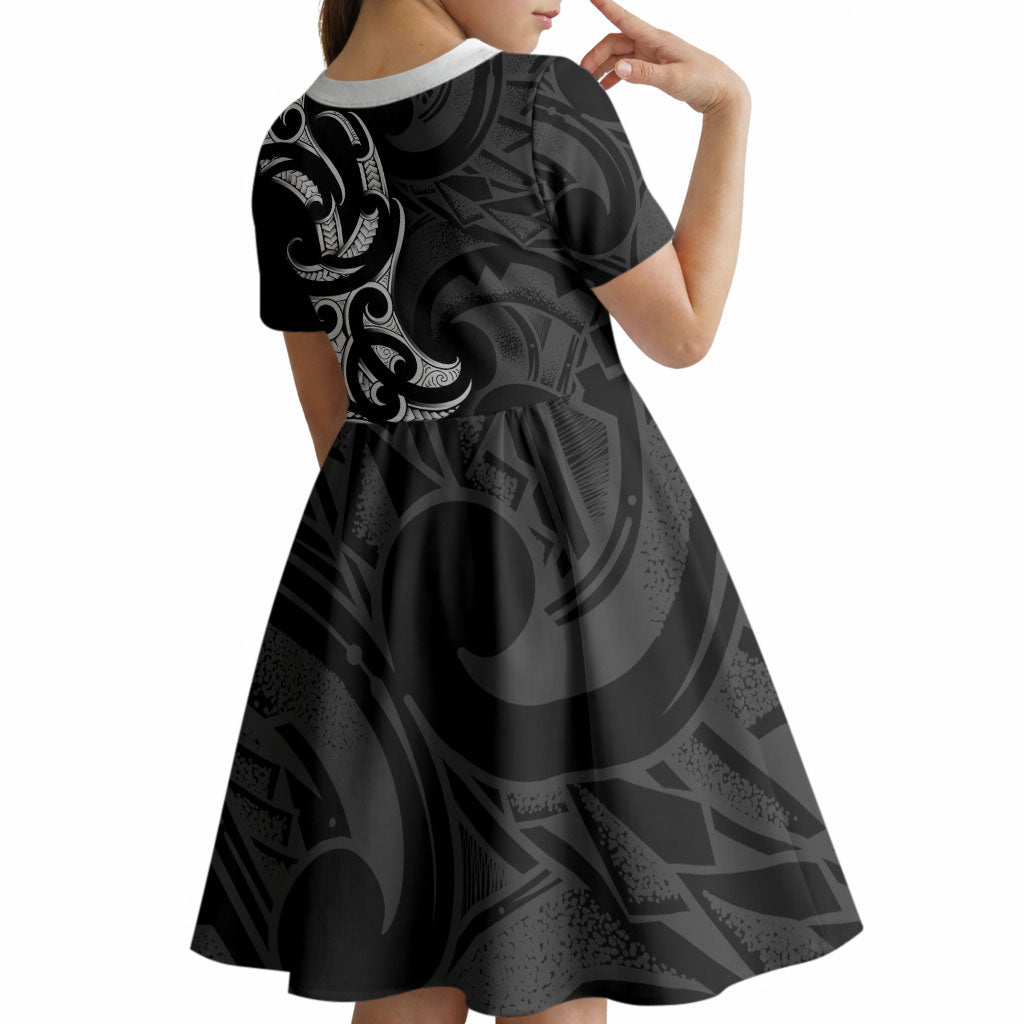 White Ribbon Day New Zealand Kid Short Sleeve Dress Aotearoa Maori Pattern