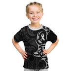 White Ribbon Day New Zealand Kid T Shirt Aotearoa Maori Pattern