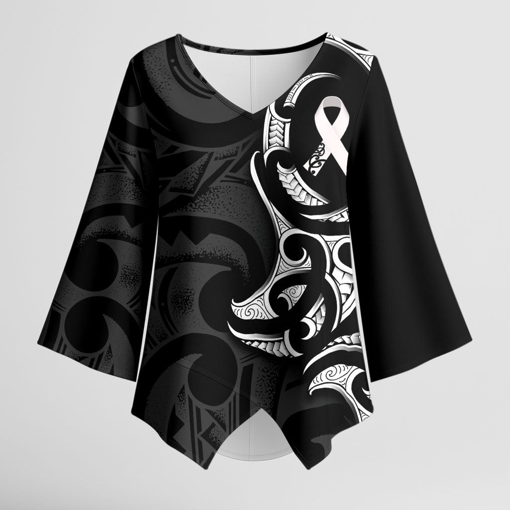 White Ribbon Day New Zealand Kimono Sleeve Blouse Aotearoa Maori Pattern