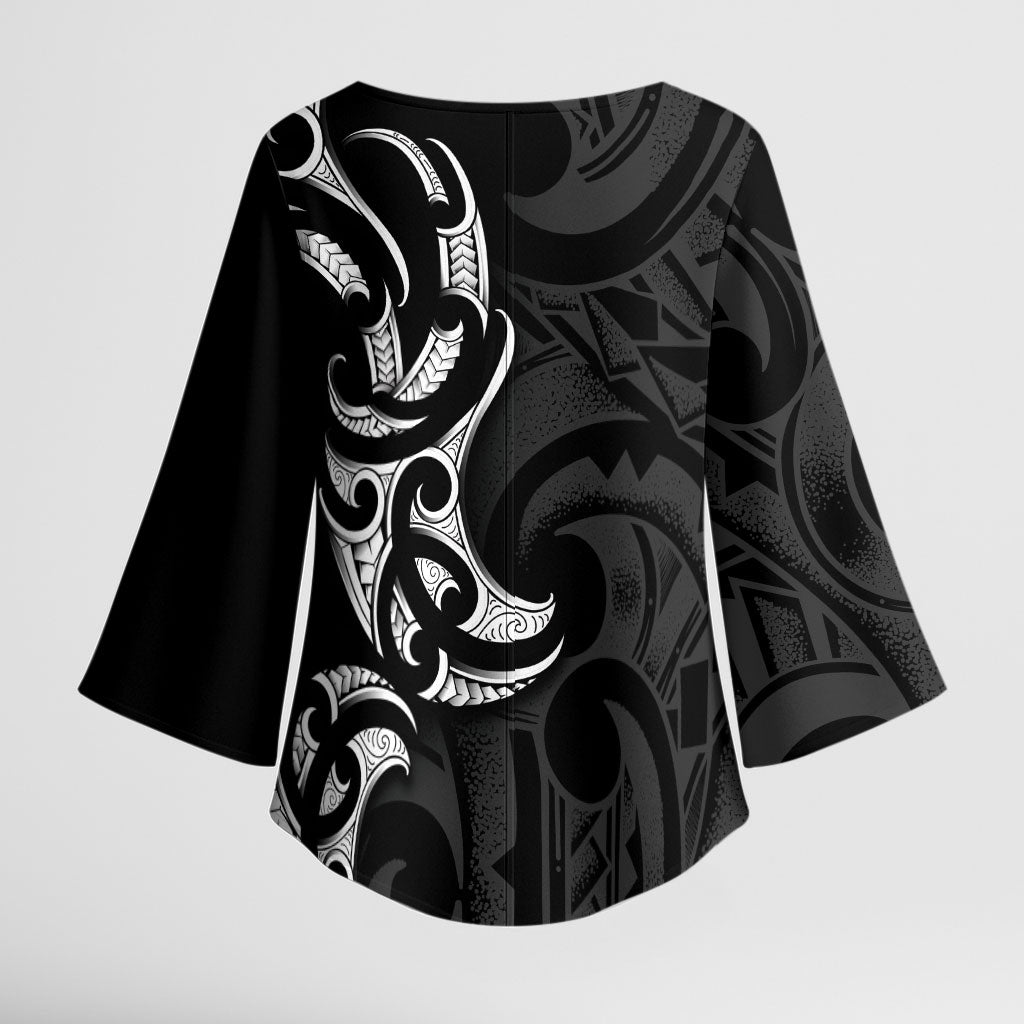 White Ribbon Day New Zealand Kimono Sleeve Blouse Aotearoa Maori Pattern