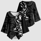 White Ribbon Day New Zealand Kimono Sleeve Blouse Aotearoa Maori Pattern