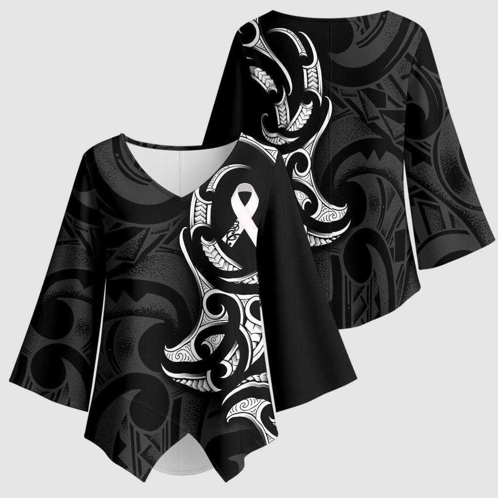 White Ribbon Day New Zealand Kimono Sleeve Blouse Aotearoa Maori Pattern