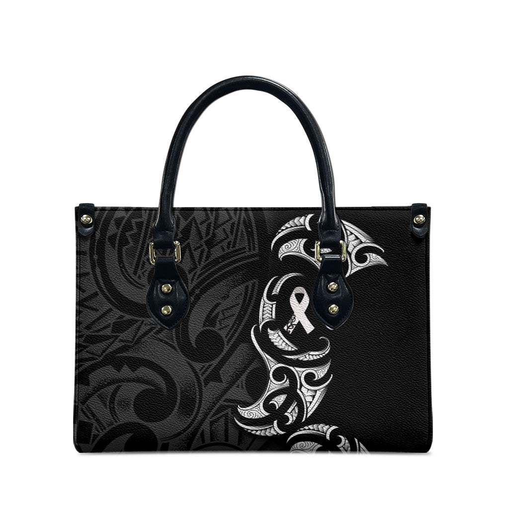 White Ribbon Day New Zealand Leather Bag Aotearoa Maori Pattern