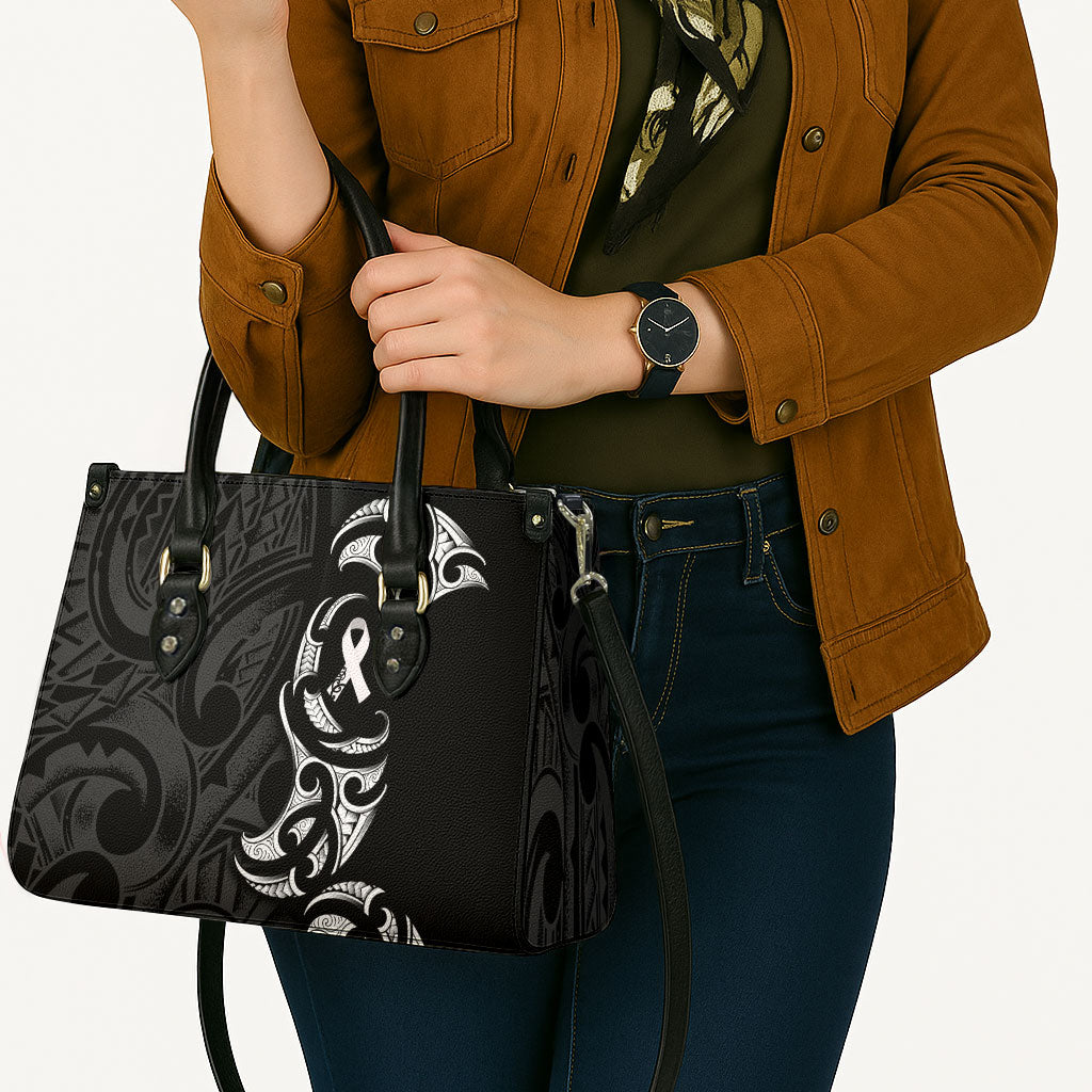 White Ribbon Day New Zealand Leather Bag Aotearoa Maori Pattern