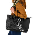 White Ribbon Day New Zealand Leather Tote Bag Aotearoa Maori Pattern