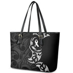White Ribbon Day New Zealand Leather Tote Bag Aotearoa Maori Pattern
