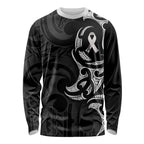 White Ribbon Day New Zealand Long Sleeve Shirt Aotearoa Maori Pattern