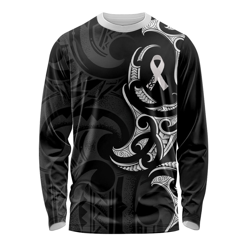 White Ribbon Day New Zealand Long Sleeve Shirt Aotearoa Maori Pattern
