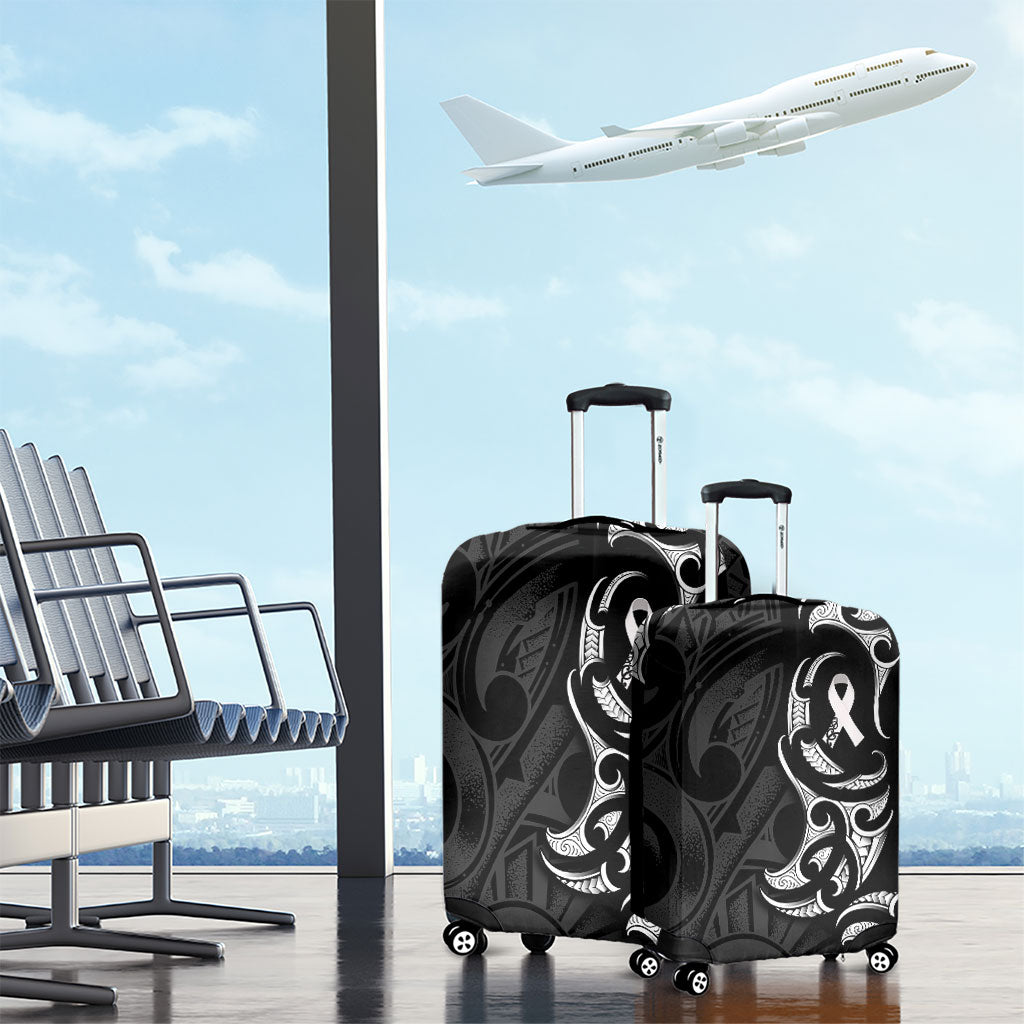White Ribbon Day New Zealand Luggage Cover Aotearoa Maori Pattern
