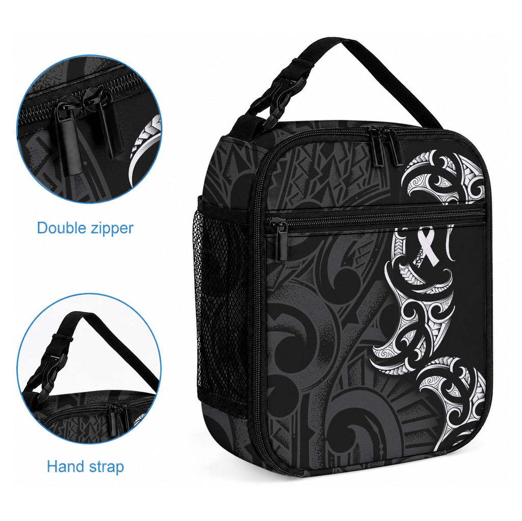 White Ribbon Day New Zealand Lunch Bag Aotearoa Maori Pattern