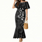 White Ribbon Day New Zealand Mermaid Dress Aotearoa Maori Pattern