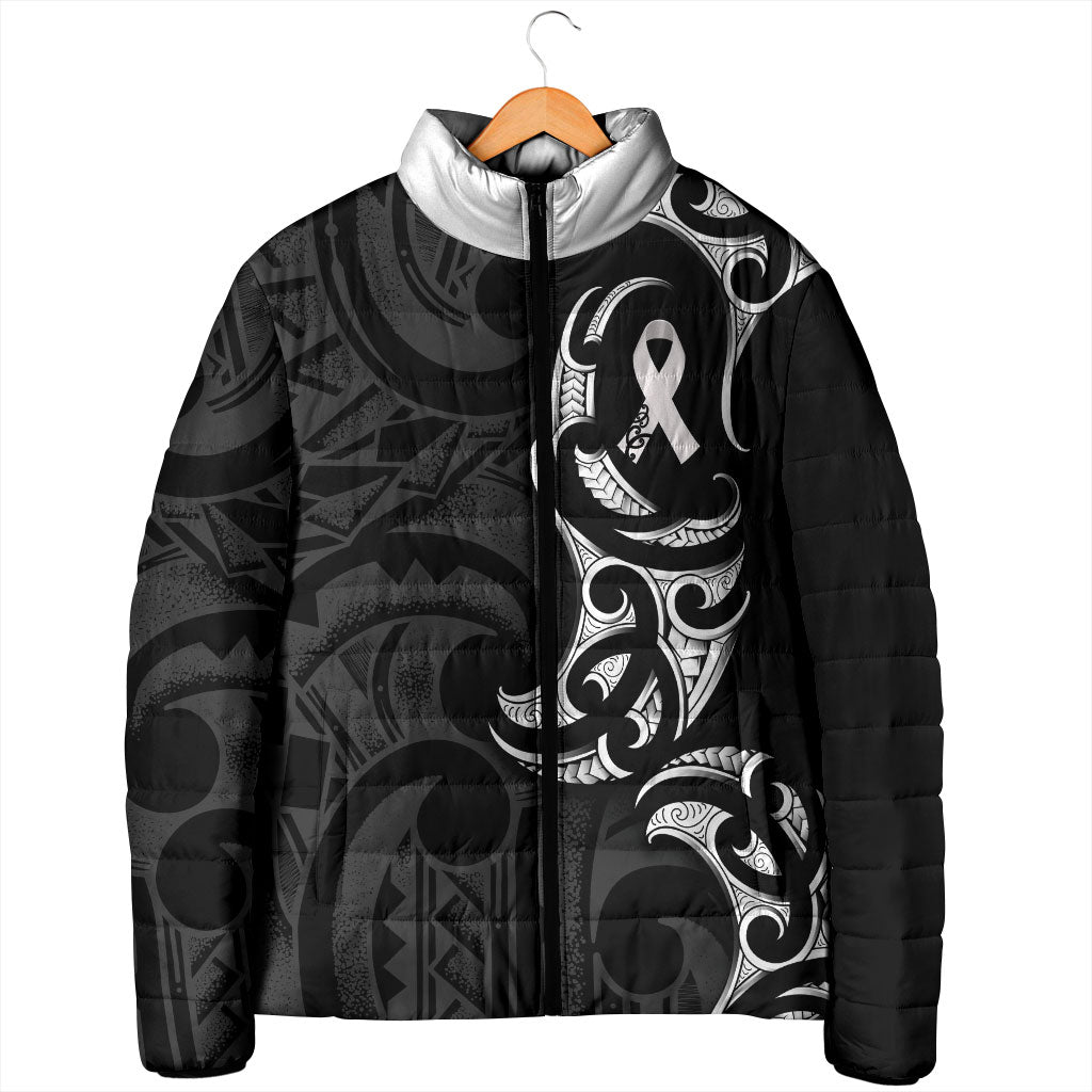 White Ribbon Day New Zealand Padded Jacket Aotearoa Maori Pattern