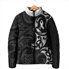 White Ribbon Day New Zealand Padded Jacket Aotearoa Maori Pattern