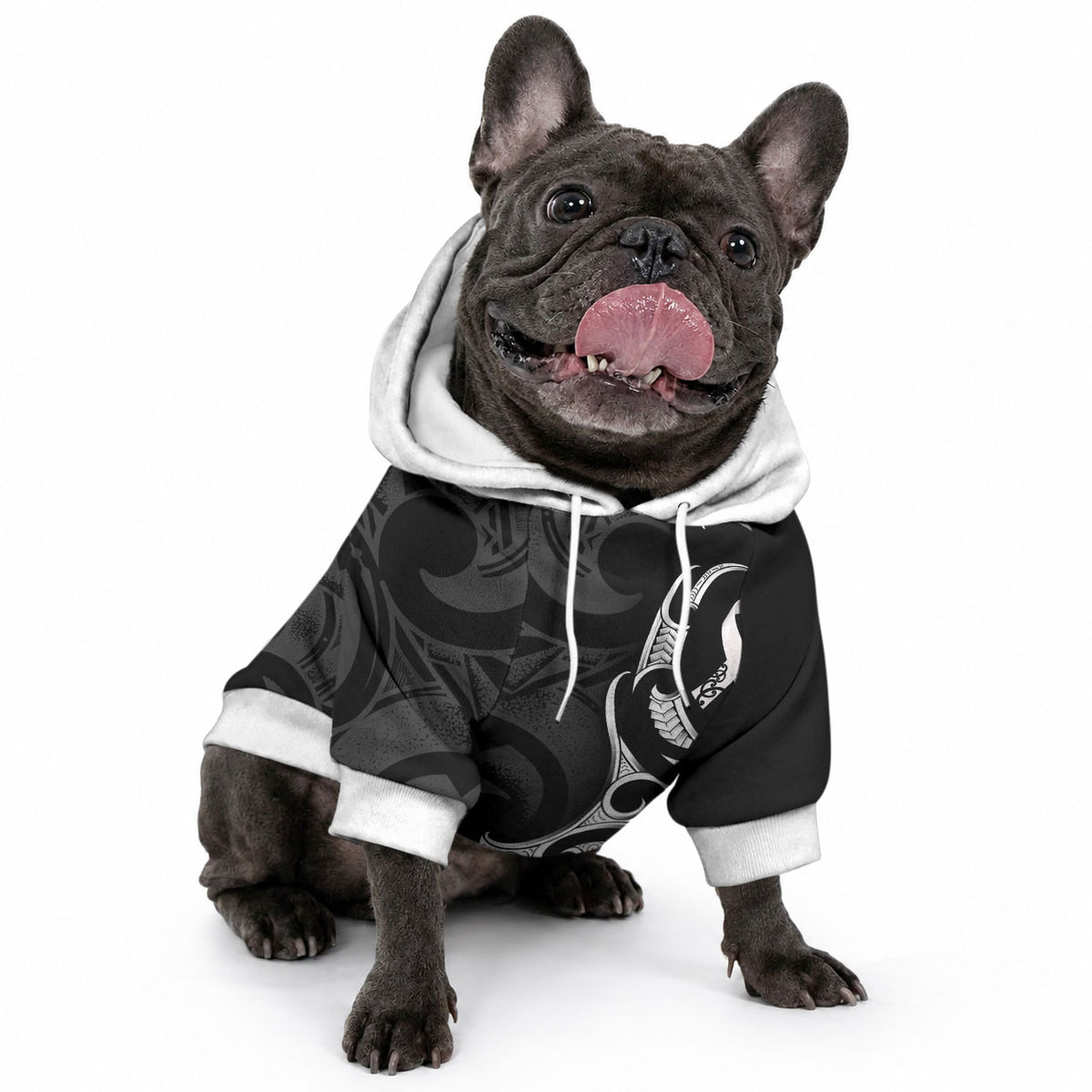 White Ribbon Day New Zealand Pet Hoodie Aotearoa Maori Pattern