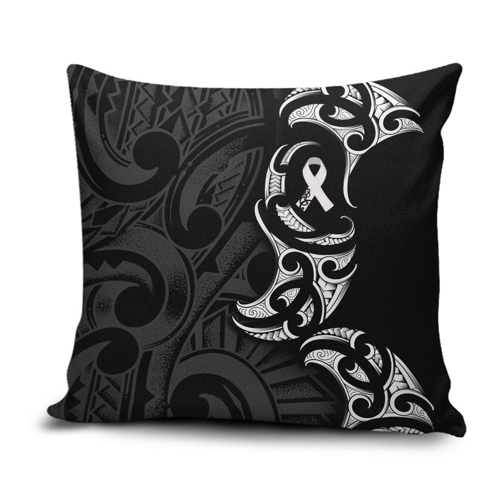White Ribbon Day New Zealand Pillow Cover Aotearoa Maori Pattern