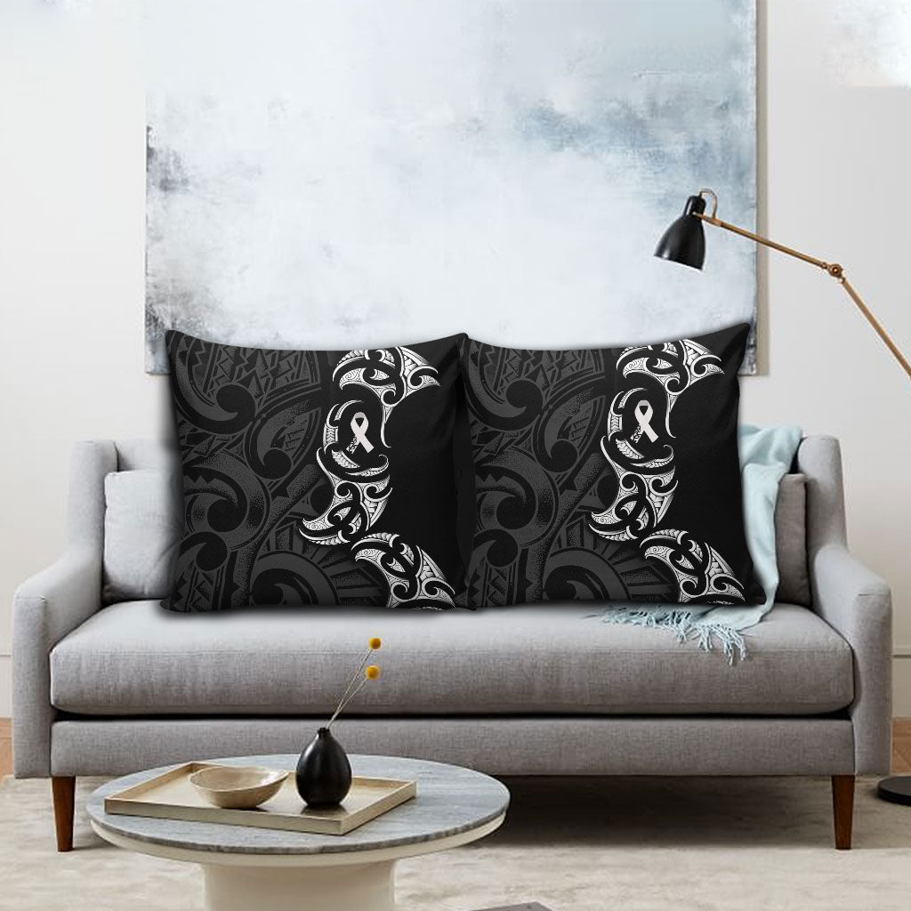 White Ribbon Day New Zealand Pillow Cover Aotearoa Maori Pattern