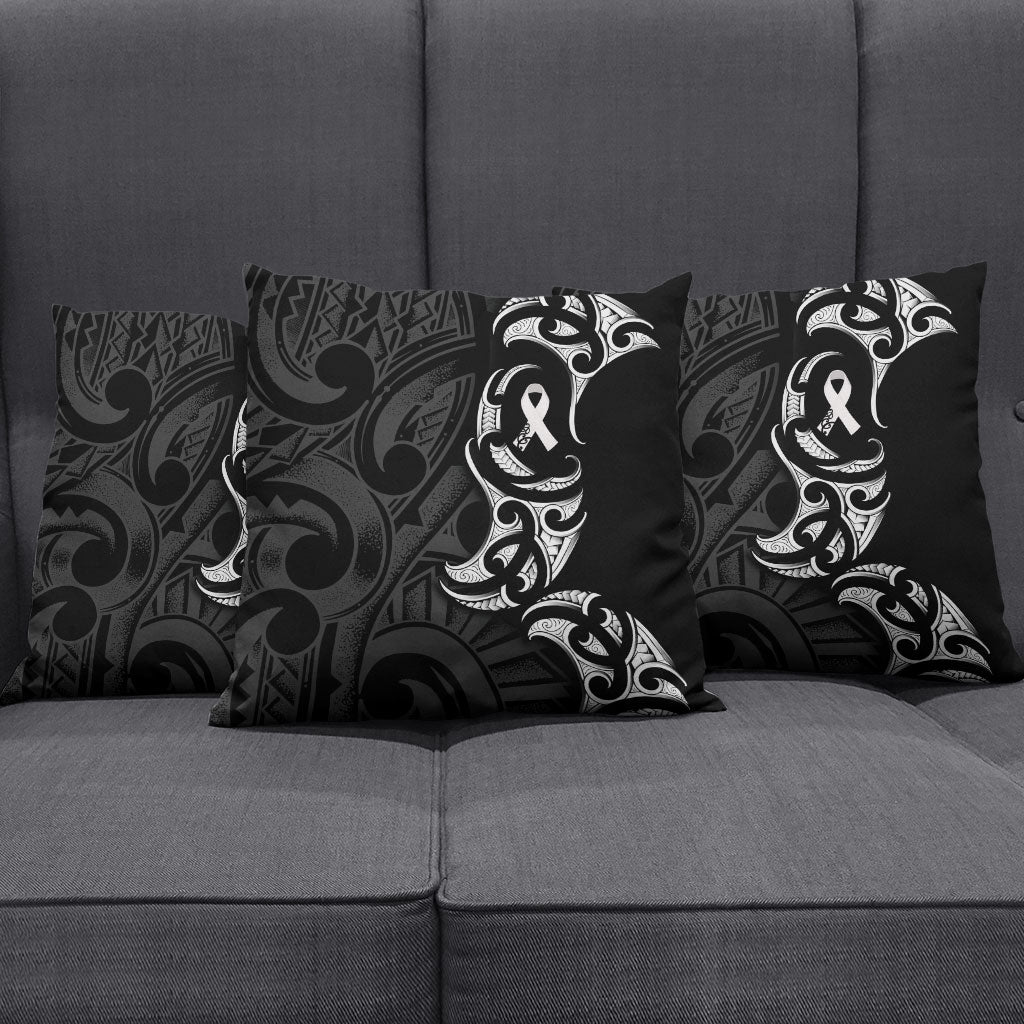 White Ribbon Day New Zealand Pillow Cover Aotearoa Maori Pattern