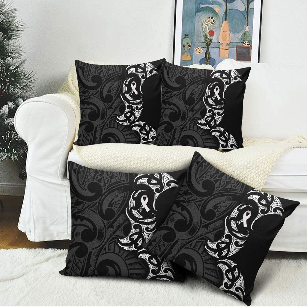 White Ribbon Day New Zealand Pillow Cover Aotearoa Maori Pattern