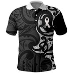 White Ribbon Day New Zealand Polo Shirt Aotearoa Maori Pattern