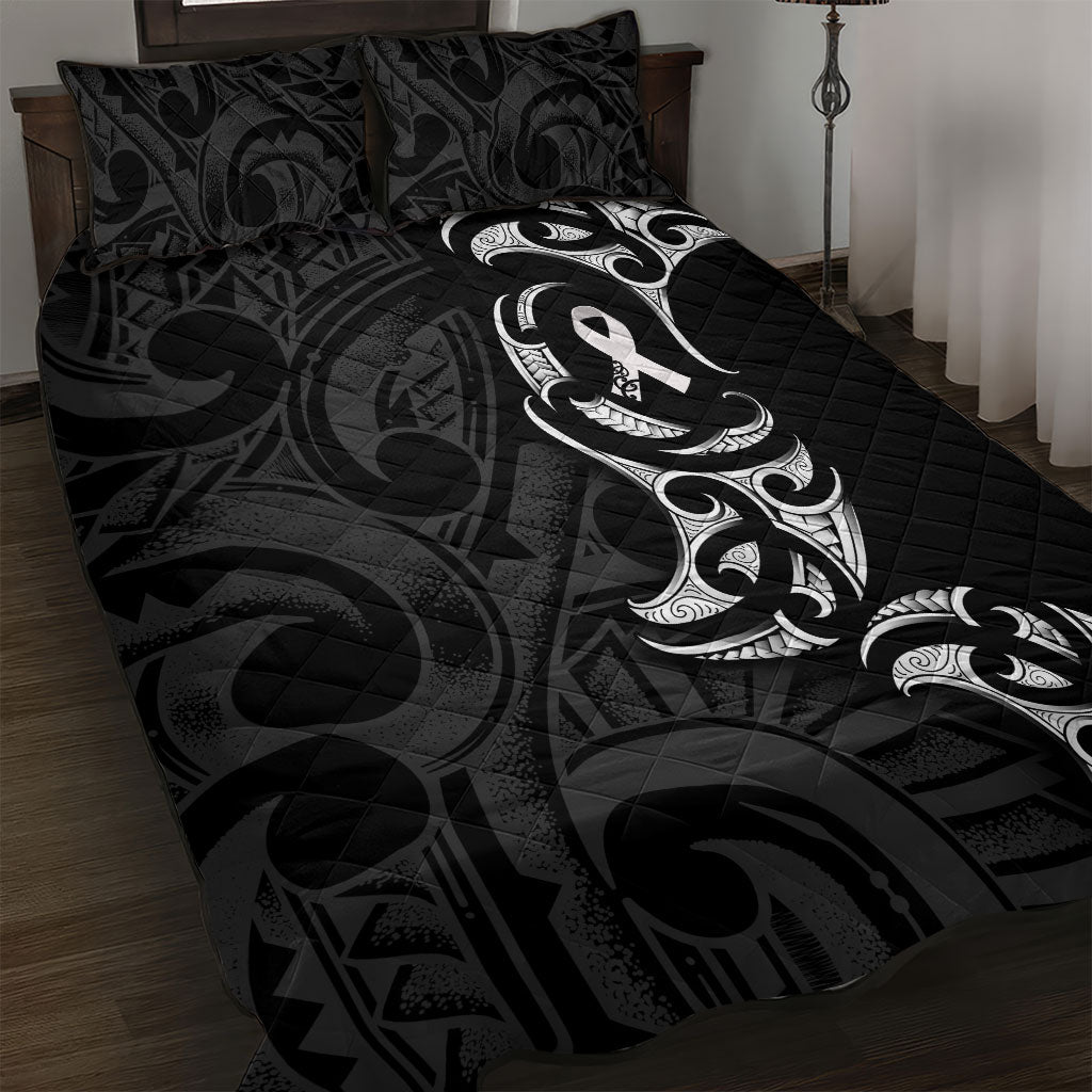 White Ribbon Day New Zealand Quilt Bed Set Aotearoa Maori Pattern