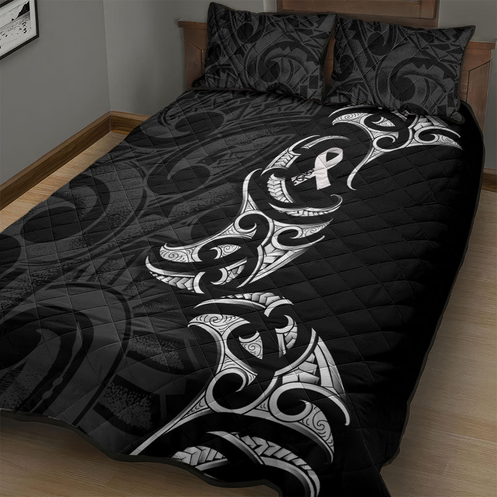 White Ribbon Day New Zealand Quilt Bed Set Aotearoa Maori Pattern