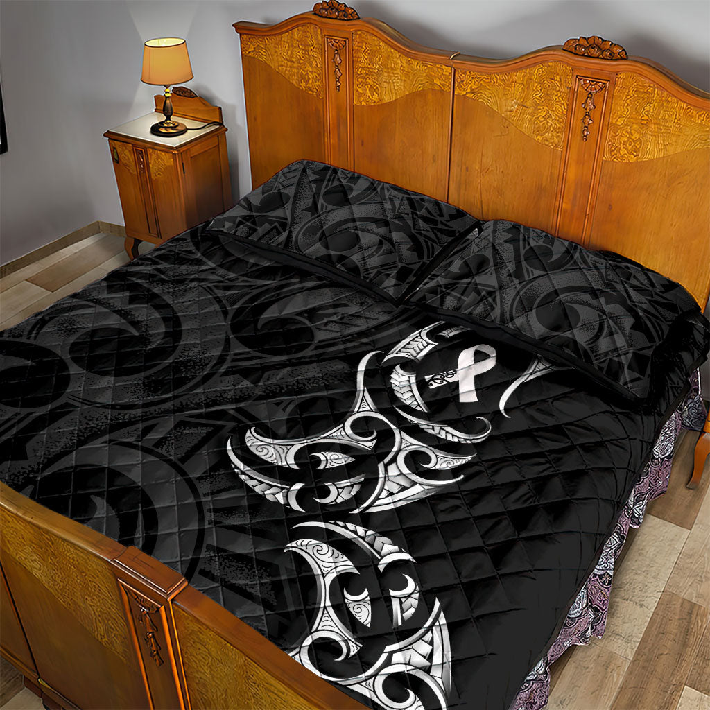 White Ribbon Day New Zealand Quilt Bed Set Aotearoa Maori Pattern