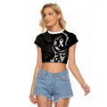 White Ribbon Day New Zealand Raglan Cropped T Shirt Aotearoa Maori Pattern