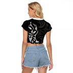 White Ribbon Day New Zealand Raglan Cropped T Shirt Aotearoa Maori Pattern