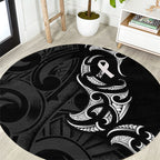 White Ribbon Day New Zealand Round Carpet Aotearoa Maori Pattern